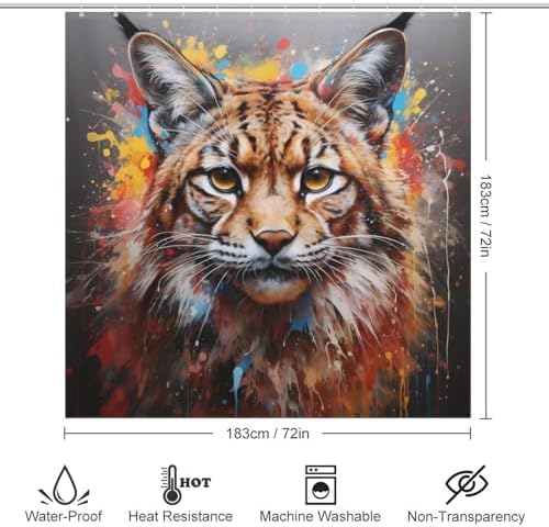 DAOWANGZUO Bobcat Shower Curtain Set 72x72in 1