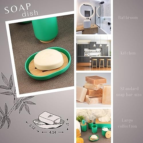 Premium Green Soap Dish with Bamboo Tray for Elegant Bath Organization