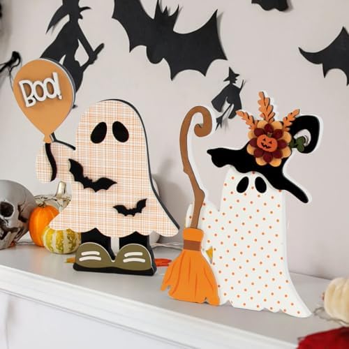 DAZONGE Halloween Decorations 2 Pack Cute Ghost Witch