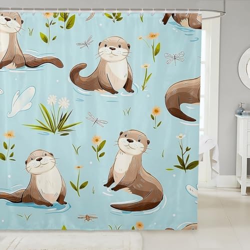 Erosebridal Sea Otter Shower Curtain Set for Kids