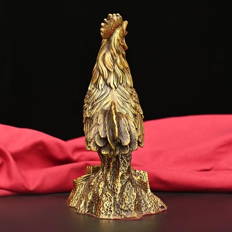 Julrybox Copper Rooster Statue Zodiac Home Decoration