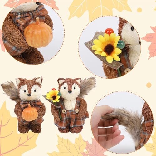 Winemana 2 Pack Fall Decor Sisal Fox Figurines