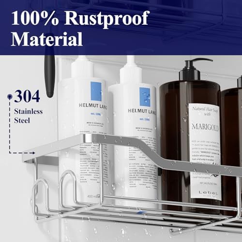 Kitsure Large Shower Caddy - 2 Pack Stainless Steel Adhesive Organizer