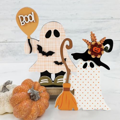 DAZONGE Halloween Decorations 2 Pack Cute Ghost Witch
