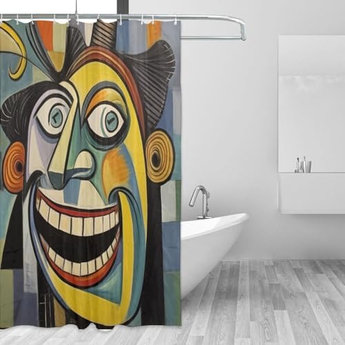 Laughing Boy Boho Shower Curtain Set with 12 Hooks 72x72in 1