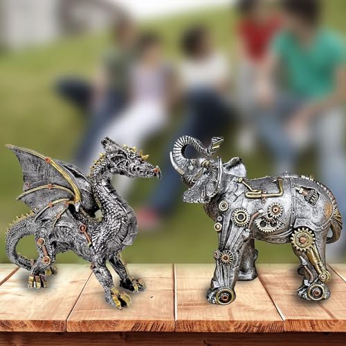 Steampunk Style Elephant Sculpture Modern Home Decor Resin Statue