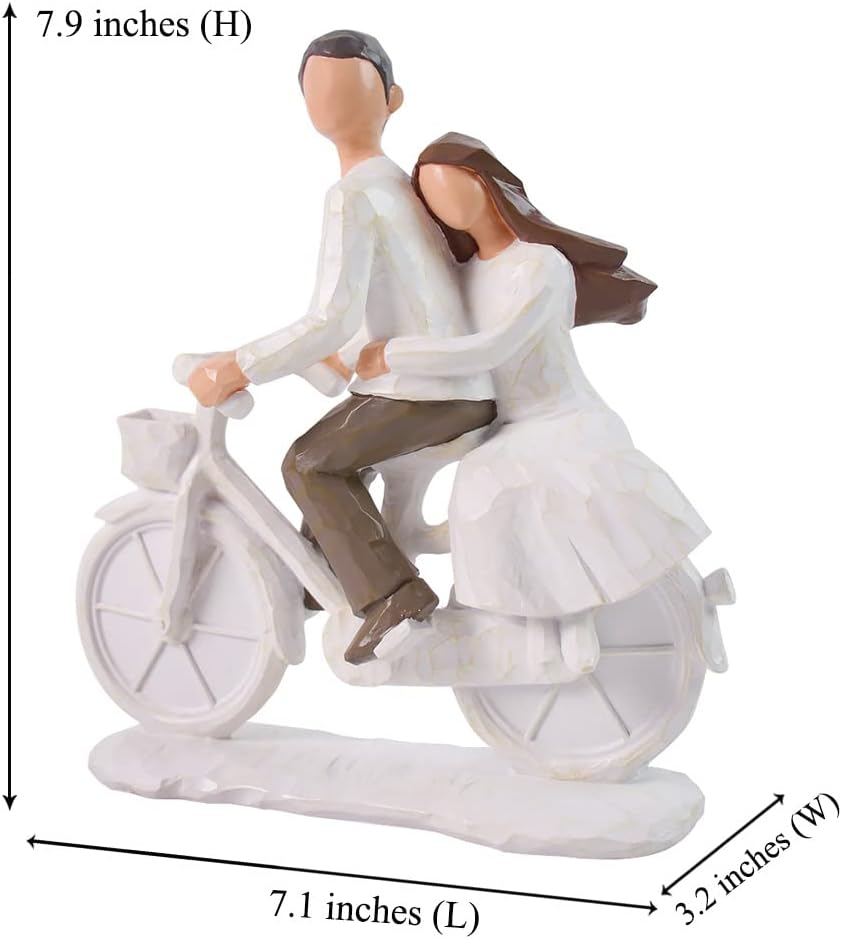 Hand Painted Couple Bicycle Sculpture Romantic Wedding Gift