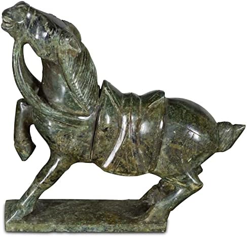 ChinaFurnitureOnline Dark Green Jade Warrior Horse Statue