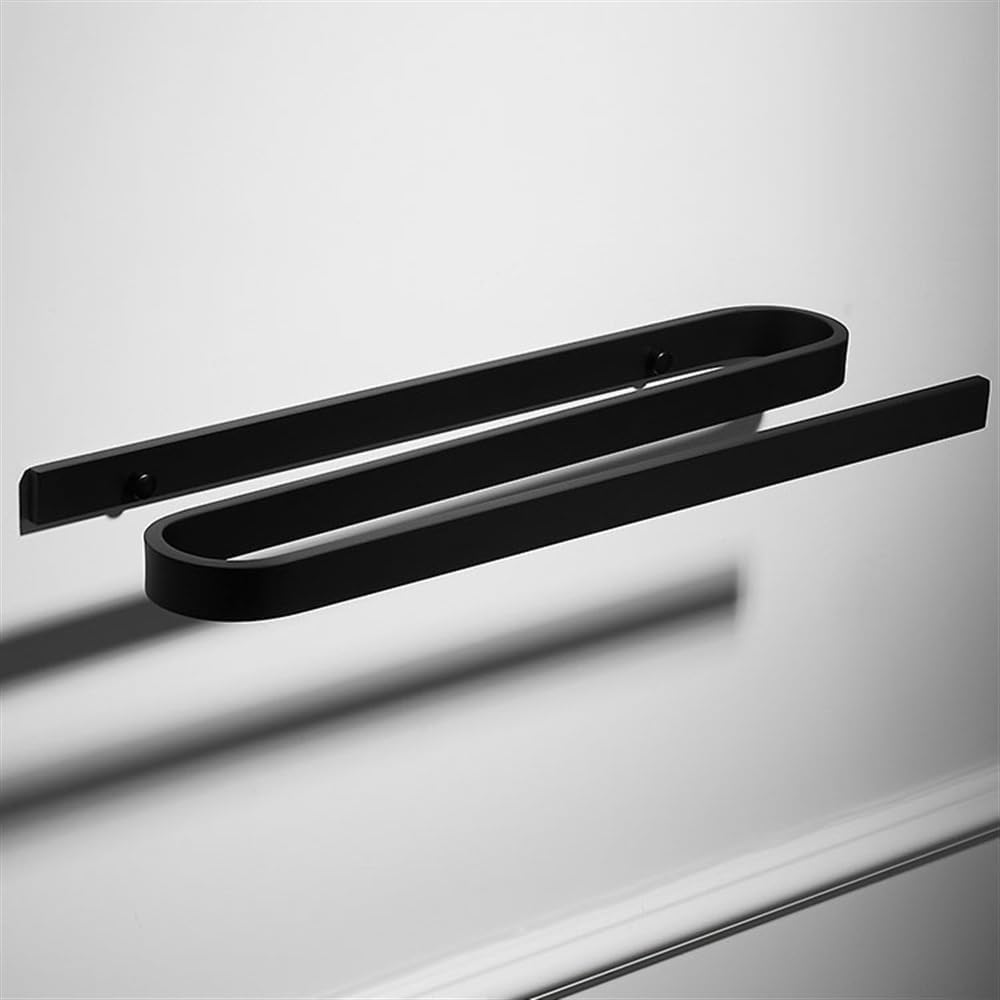 Modern Double Towel Rack No Drilling 18Inch Aluminum Black