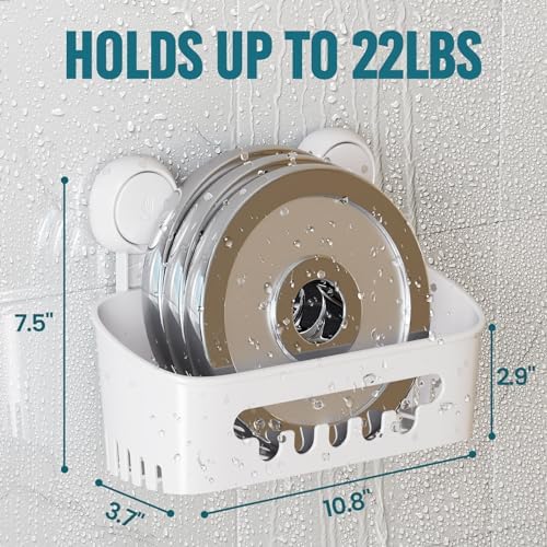 TAILI Heavy Duty Shower Caddy with Suction Cups Waterproof Storage Organizer White