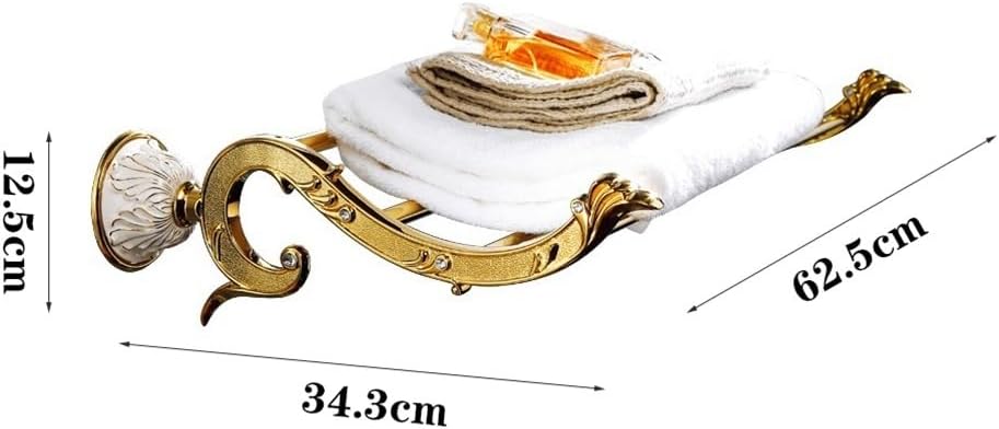 Gold Towel Rack with 4 Bars Luxury Wall Mounted Bathroom Shelf