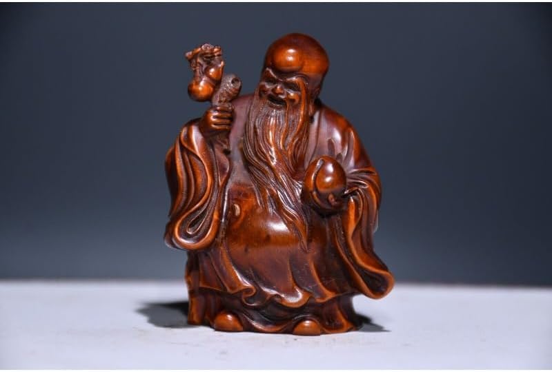 LimpaC Boxwood 3 Longevity God Statues Handmade Home Decor