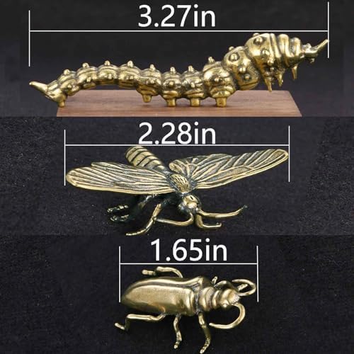 SnowOwl Brass Insect Figurines 3PC Gold Decorations