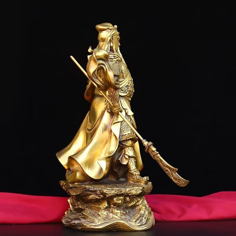 Guan Yu Brass Statue with Dragon Pattern