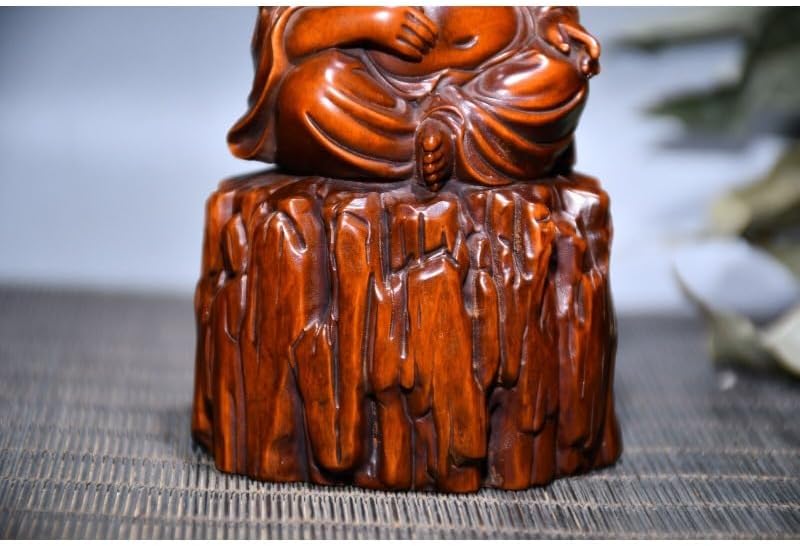 LimpaC Collection Boxwood Tree Stool Maitreya Buddha Statue