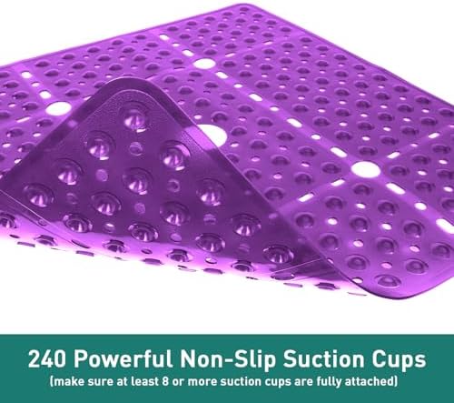 Naoloture Large Purple Square Non-Slip Shower Mat 27x27 Inch