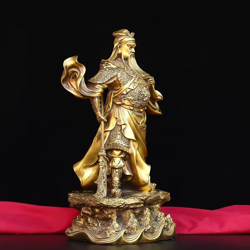 Guan Yu Brass Statue with Dragon Pattern