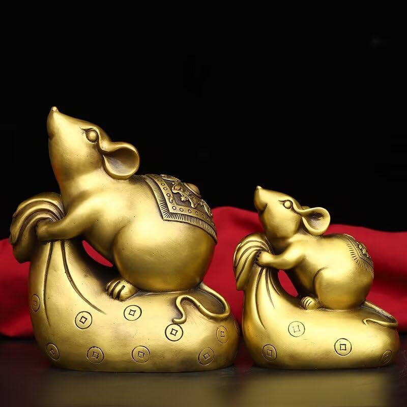 Brass Zodiac Rat Feng Shui Statue Home Decor