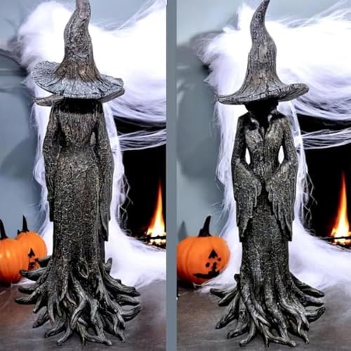 Gothic Halloween Witch Statue - 787in Black Resin Decor