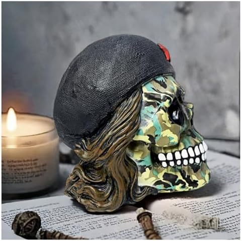 Decorative Military Skull Figurine 65 Inch Camo Flame Design