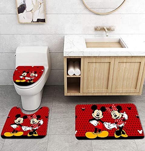 PLMZUOK 4Pcs Bathroom Accessory Set with Non-Slip Rugs and Mat