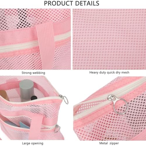 GYEUKHAM Mesh Shower Caddy Portable Toiletry Bag - Quick Drying and Organized Pink