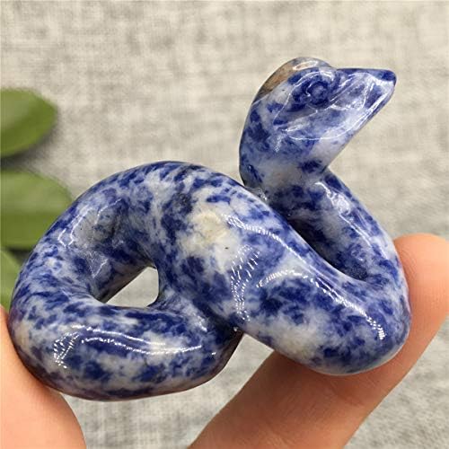 2 Sodalite Snake Figurine - Hand Carved Healing Crystal Home Decoration