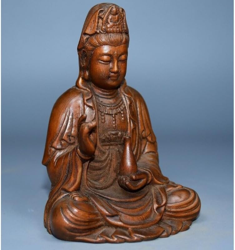 LimpaC Mini Boxwood Kwan-Yin Statue Handmade Home Decor