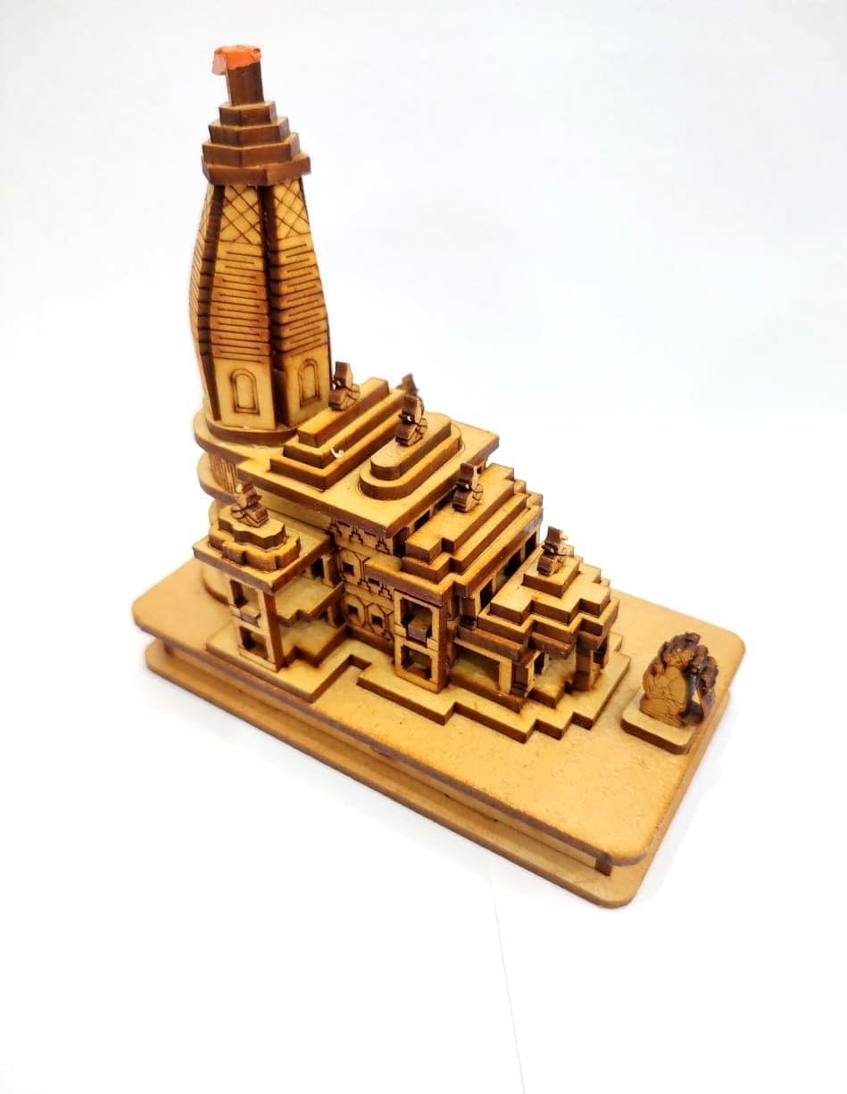 Handcrafted Wooden Ram Mandir Showpiece for Home Dcor 1
