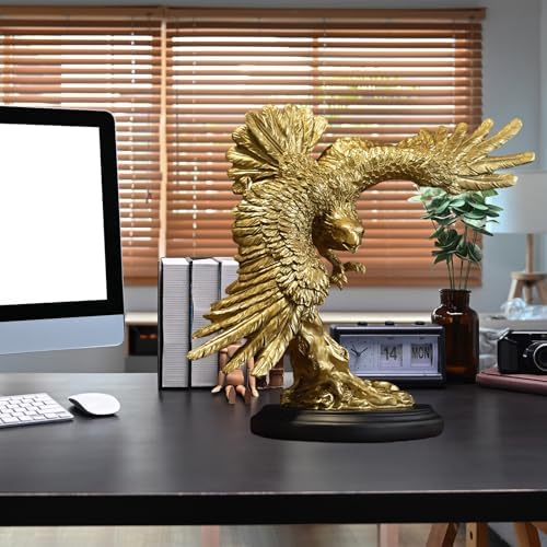 Golden Resin Statue of Flying Wild Eagle