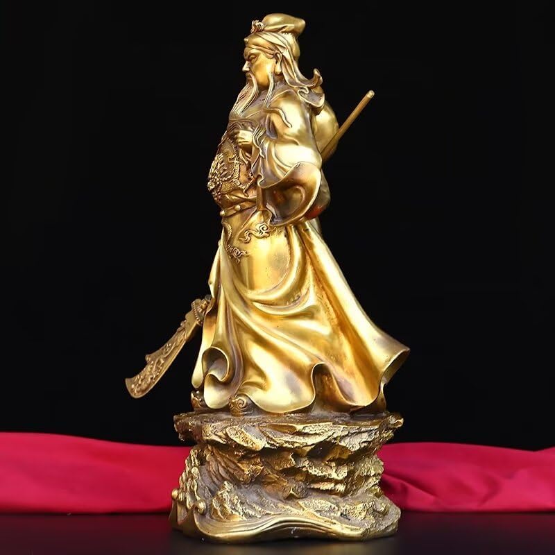 Guan Yu Brass Statue with Dragon Pattern