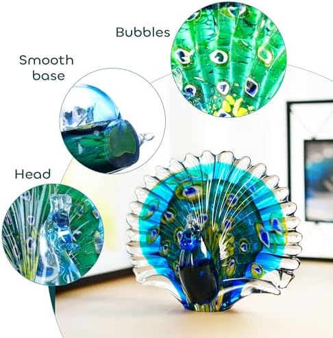 Crystalsuncatcher Peacock Art Glass Table Top Sculpture