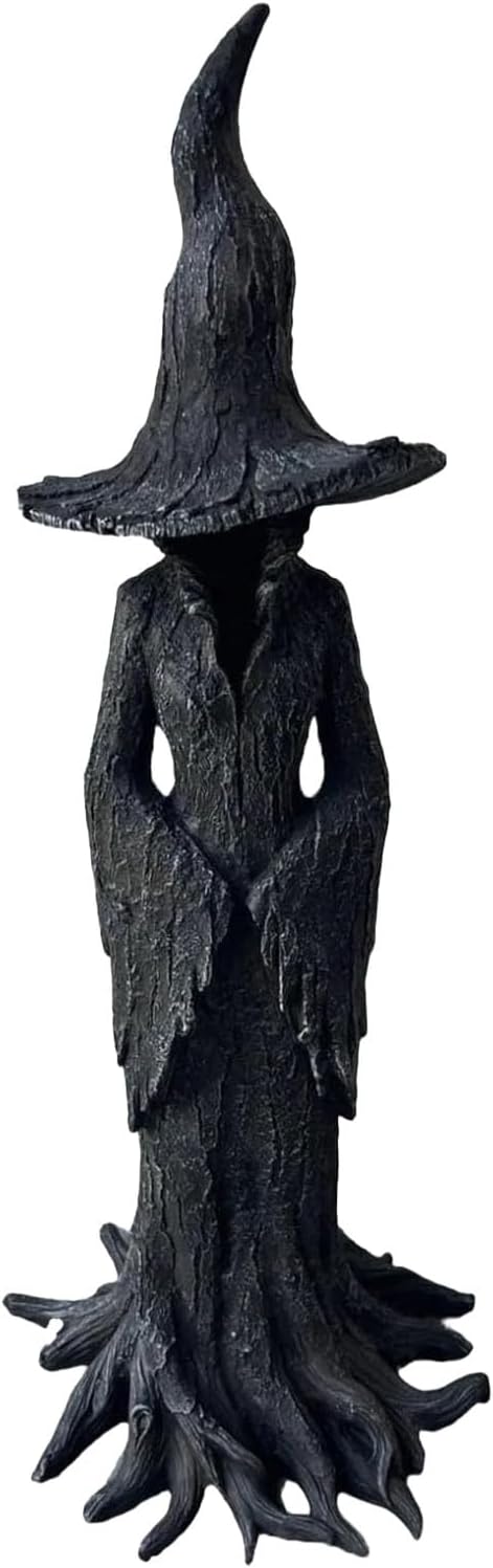 Hand-Painted Witch Sculpture 2PC Gothic Decor for Halloween