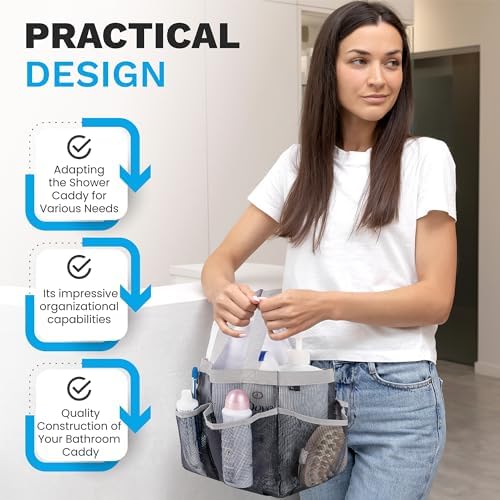 Handy Laundry Mesh Shower Caddy Bag - 7 Pockets Collapsible Portable