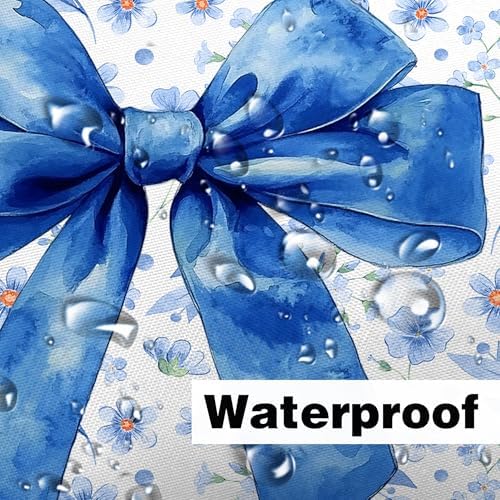 Blue Bow Shower Curtain Set 72x72in