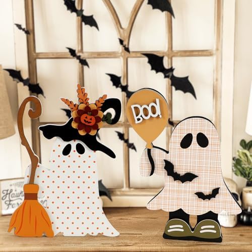 DAZONGE Halloween Decorations 2 Pack Cute Ghost Witch