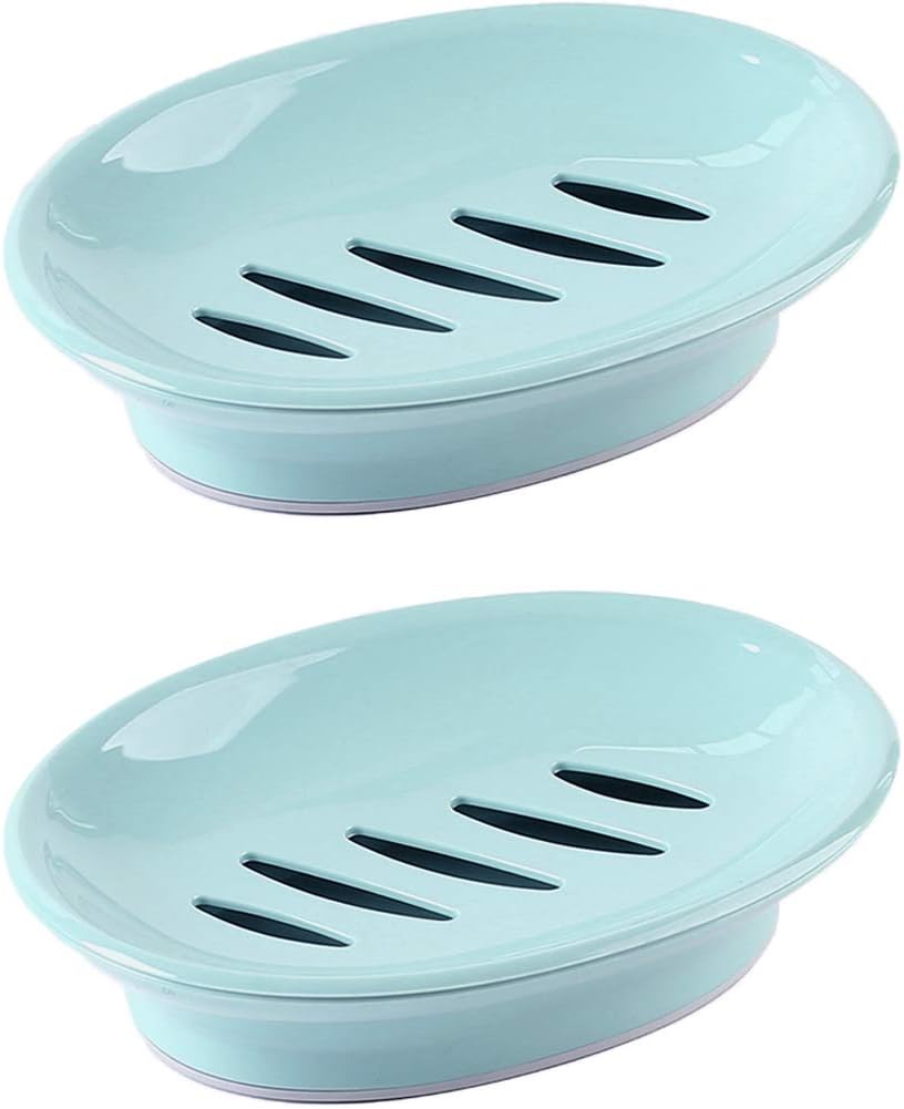 WYOK 2-Pack Soap Dish with Drain Blue