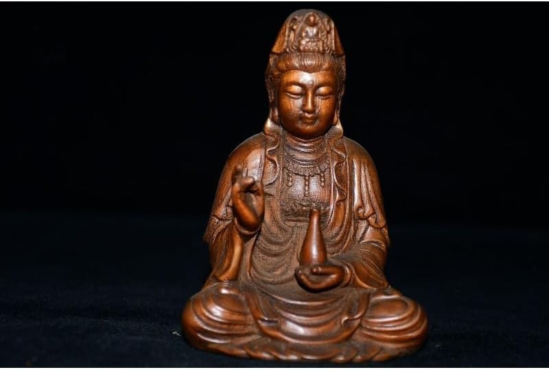Handcrafted Boxwood Guanyin Statue for Home Decor
