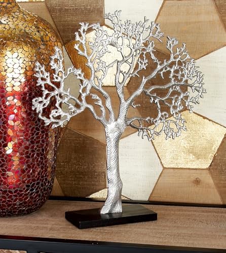 Deco 79 Silver Black Tree Sculpture Home Decor Statue