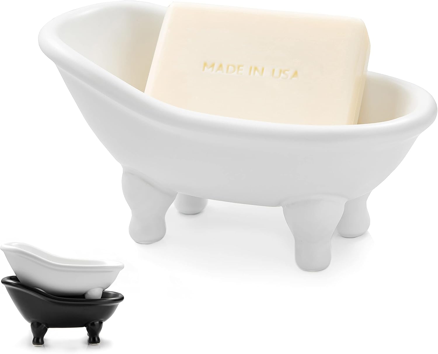 1piece White Ceramic Soap Dish with Drainage