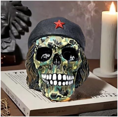 Decorative Military Skull Figurine 65 Inch Camo Flame Design