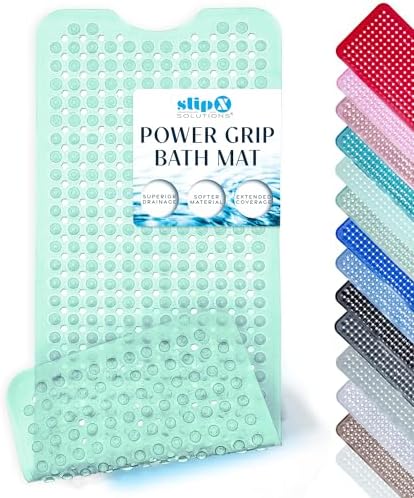 SlipX Solutions Power Grip 39x16 Bathtub Mat Clear Light Green