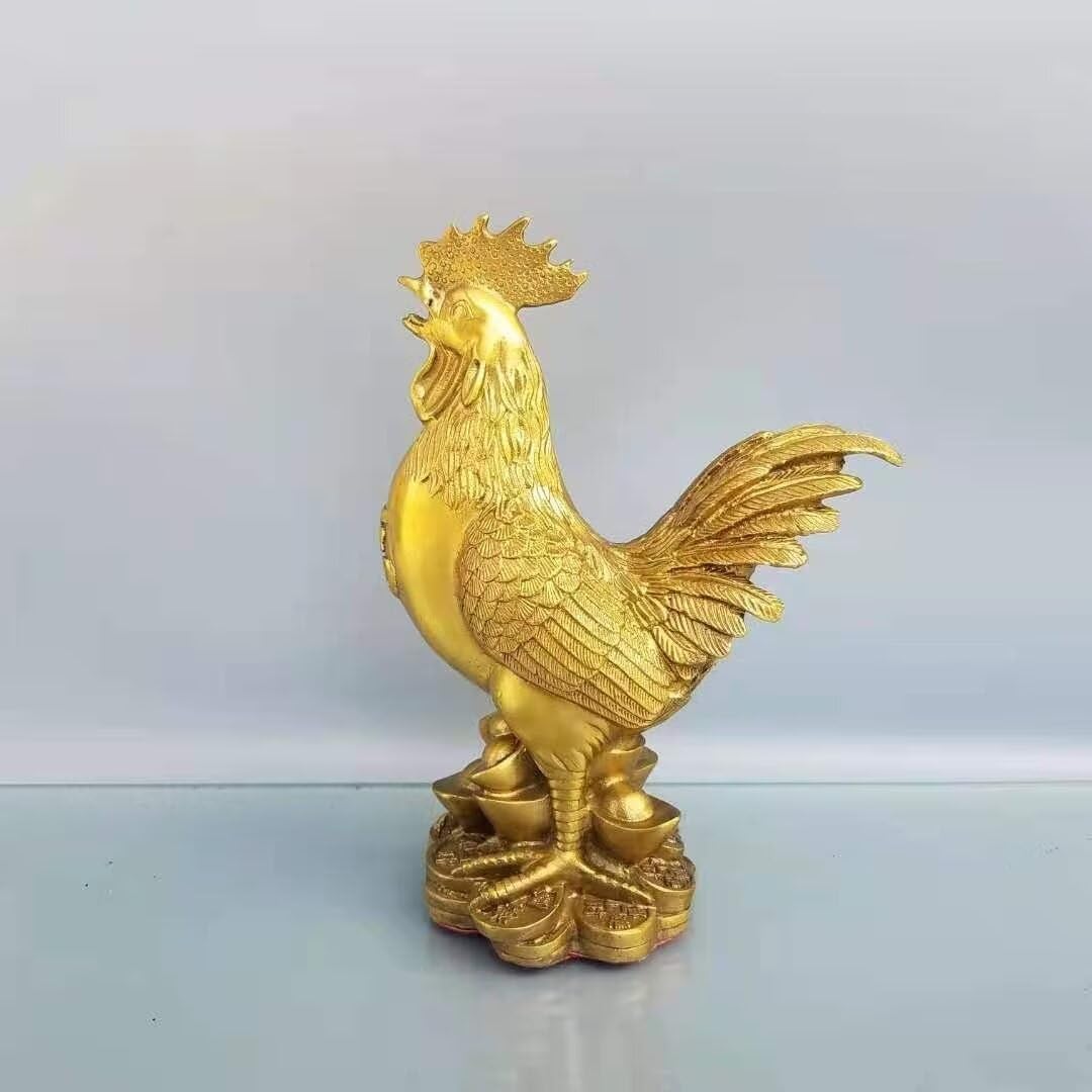 Julrybox Copper Chicken Zodiac Statue Decor