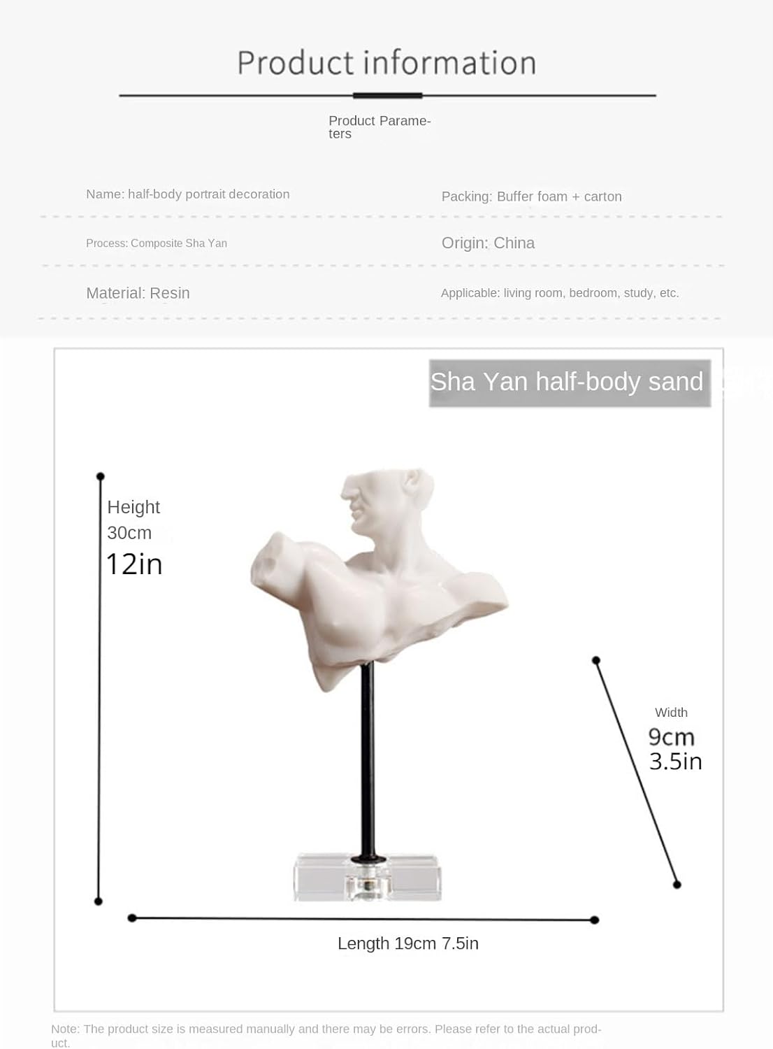 Classic Greek Resin Bust Statue for Home Decor