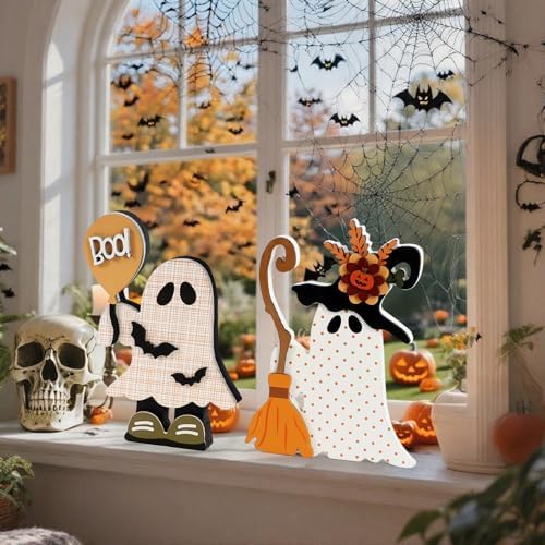 DAZONGE Halloween Decorations 2 Pack Cute Ghost Witch