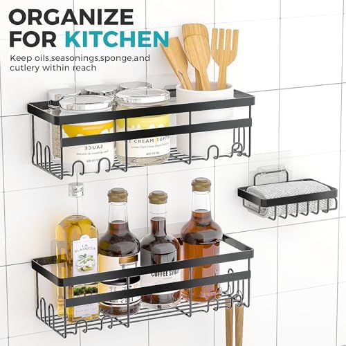 HomeHacks 3-Pack Shower Caddy with Hooks and Soap Holder