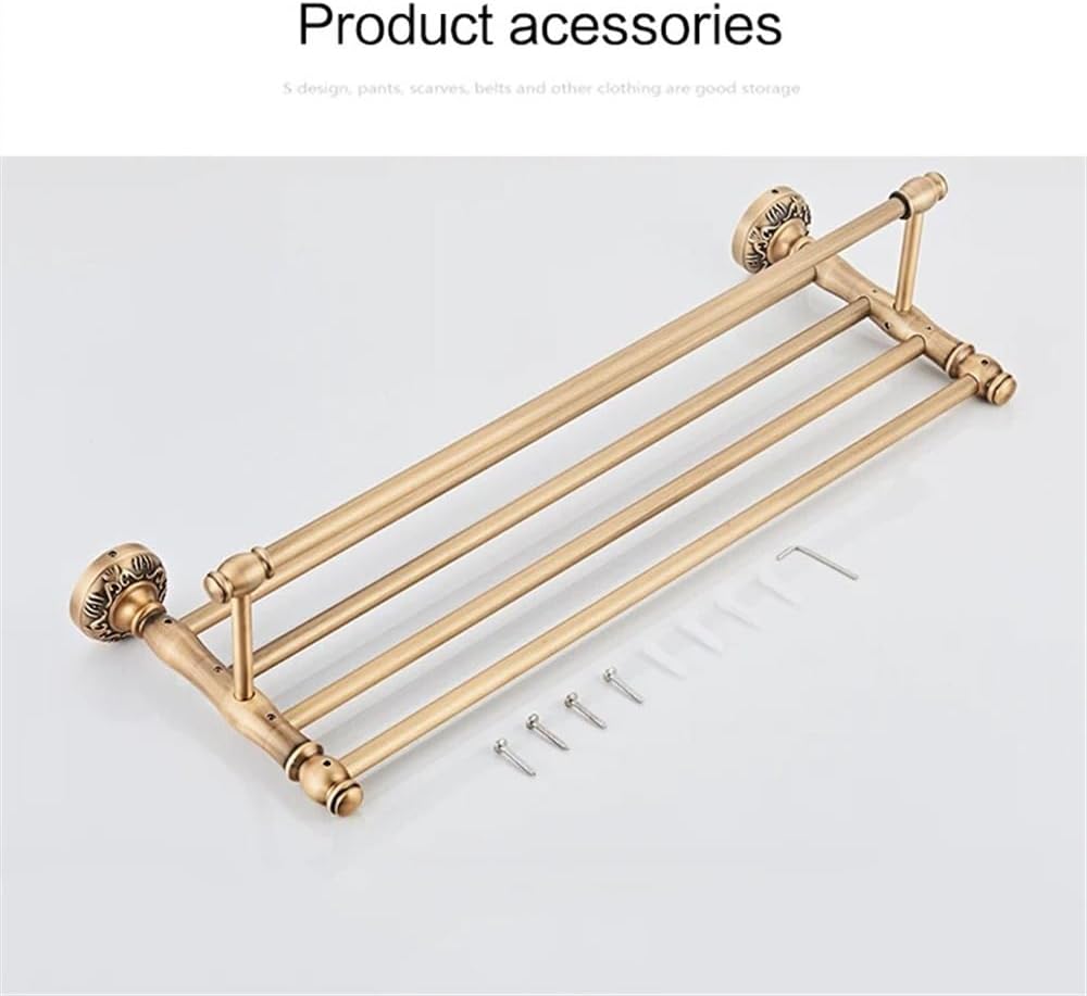 Foldable Bathroom Towel Rack with 7 Hooks and Carved Design