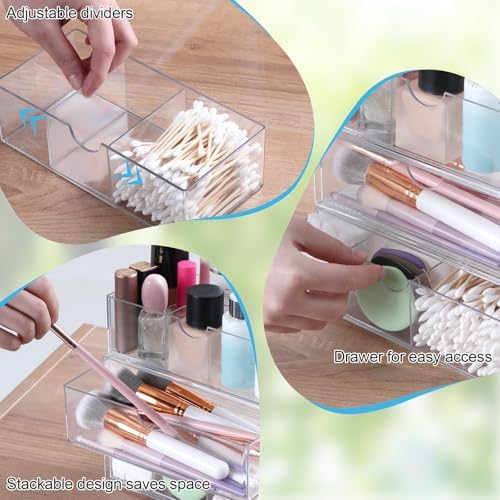 3 Packs Medicine Cabinet Organizer with 3 Drawers and Removable Dividers 1