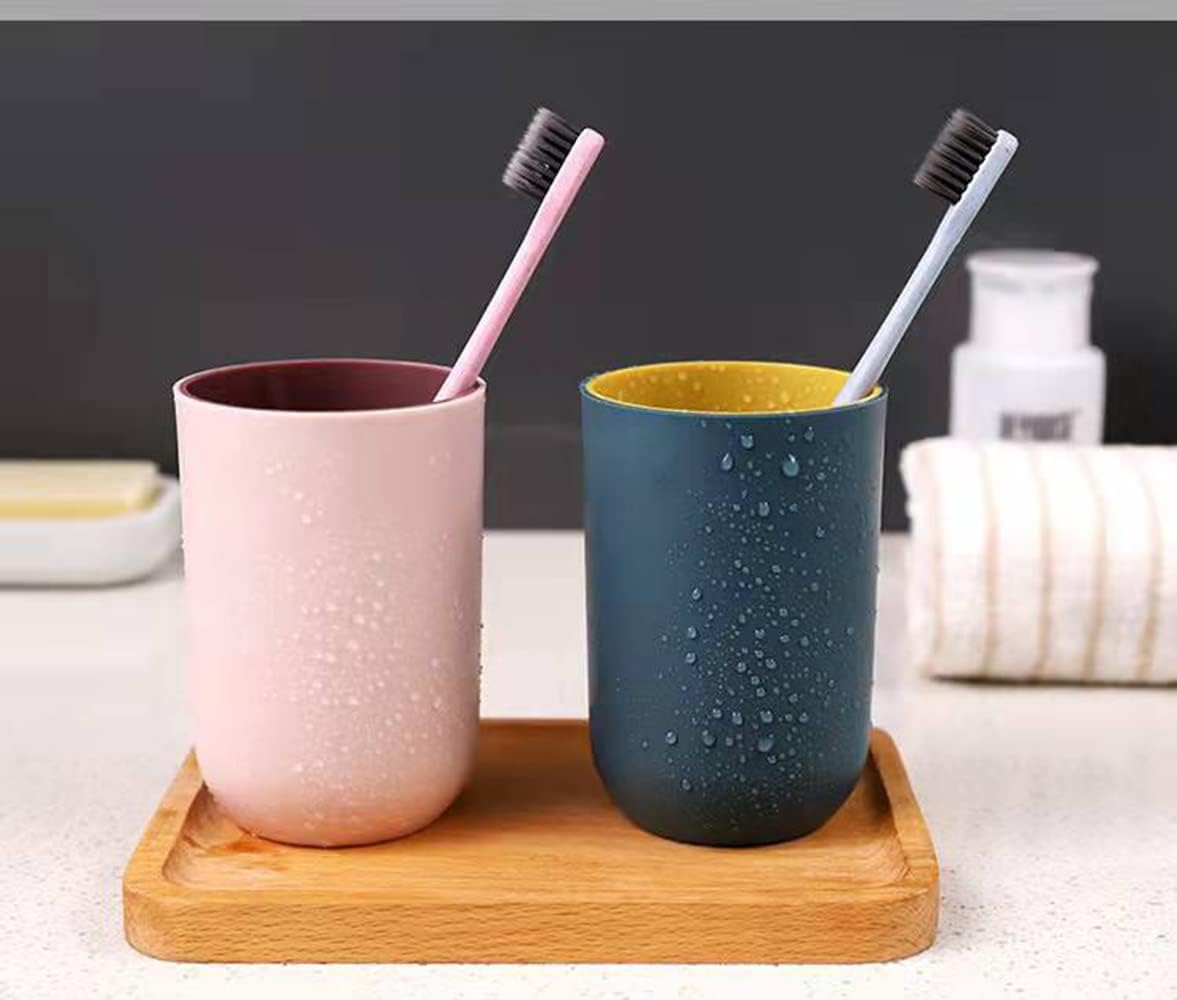 RabyLeo Unbreakable Reusable Cups Set of 2 Light Pink Navy Blue