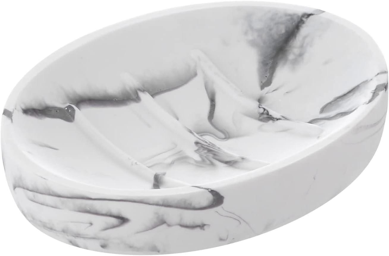 INIUNIK Marble Look Soap Dish - Bar Soap Holder for Shower Kitchen Sink